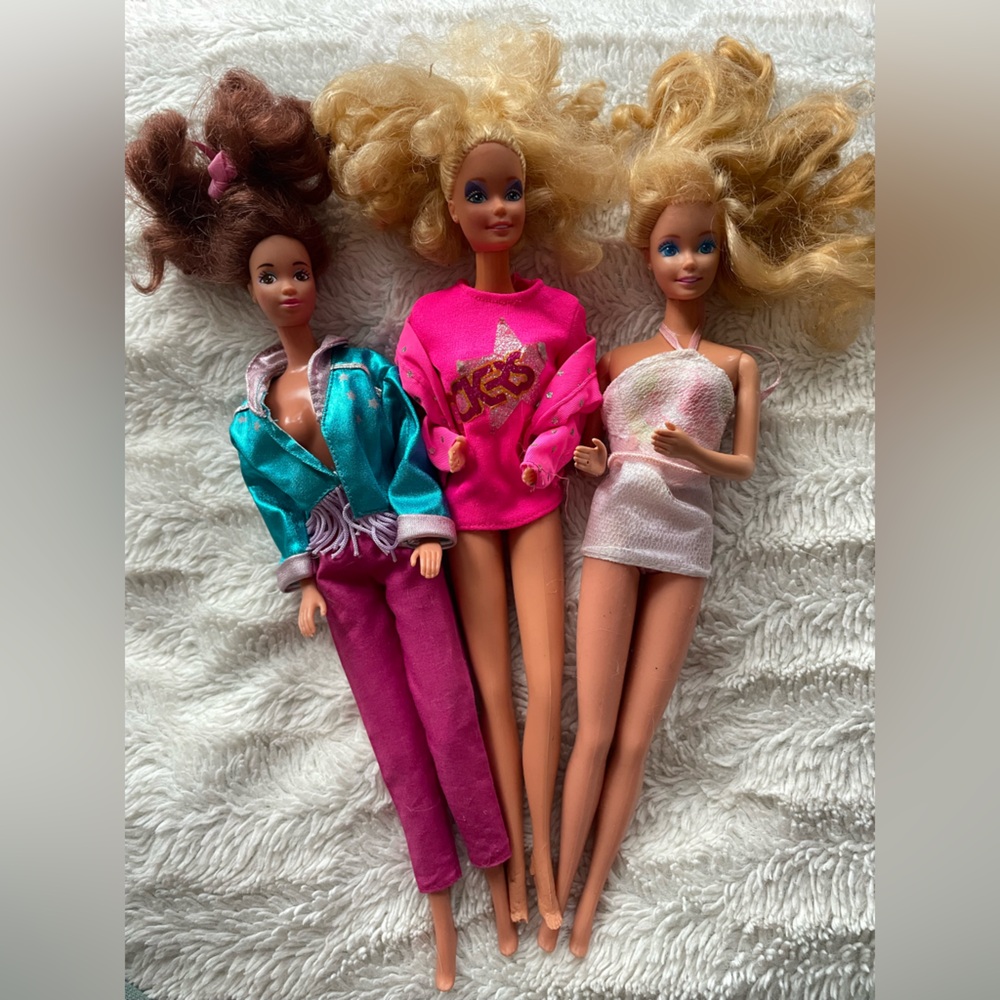 GUC, Lot of 3 Dressed Barbie Dolls, Theresa, Rockette Barbie & Peaches n Cream